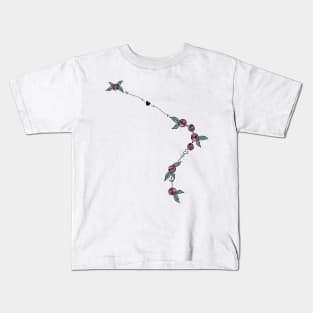 Horologium (Pendulum Clock) Constellation Roses and Hearts Doodle Kids T-Shirt